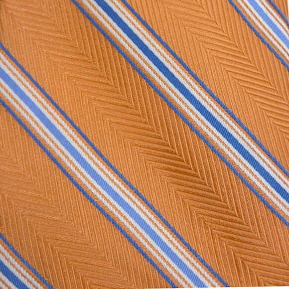 Title: Michael Kors 100% Silk Orange Stripe Tie Men’s Classic 3.5” - Picture 7 of 7
